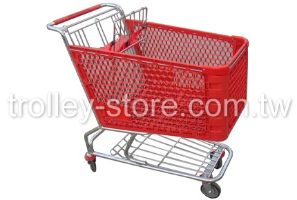 YD塑膠紅框購物車、超市車